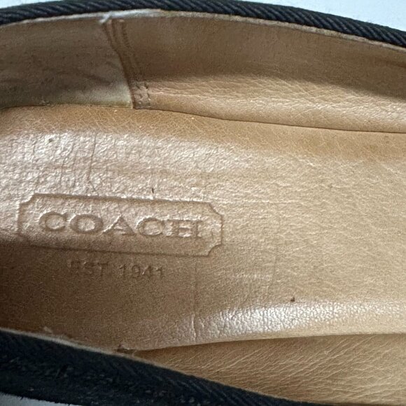 Coach Black Metallic Catrin Leather Slipper Loafers Womens 8.5 Career Classic - Picture 9 of 9